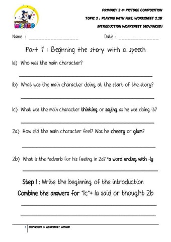 Student's Copy for Advanced Introduction worksheet - Playing with fire - Worksheet Wizard