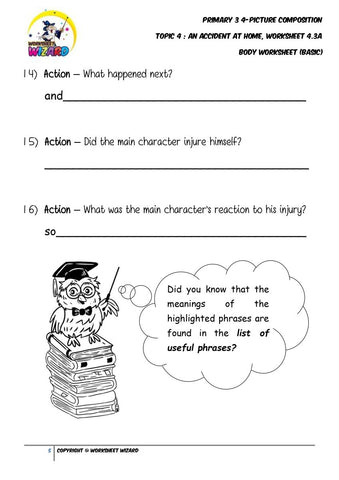 Student's Copy for Basic Body worksheet - An accident at home - Worksheet Wizard