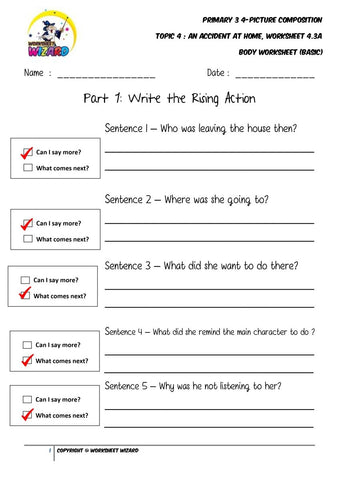 Student's Copy for Basic Body worksheet - An accident at home - Worksheet Wizard