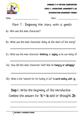 Student's Copy for Basic Introduction worksheet - Overeating - Worksheet Wizard