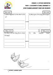 Student's Copy for Story planning worksheet - An accident at home - Worksheet Wizard