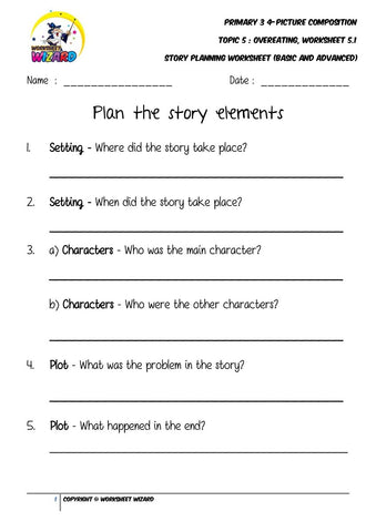 Student's Copy for Story planning worksheet - Overeating - Worksheet Wizard