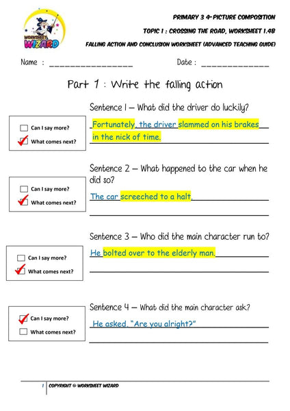 Teaching Guide for Advanced Conclusion worksheet - Crossing the road - Worksheet Wizard