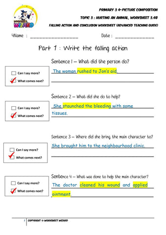 Teaching Guide for Advanced Conclusion worksheet - Hurting an animal - Worksheet Wizard