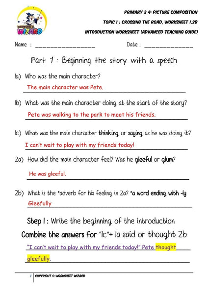 Teaching Guide for Advanced Introduction worksheet - Crossing the road - Worksheet Wizard