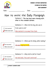 Teaching Guide for Body Worksheet - Playing in the canteen - Worksheet Wizard