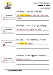 Teaching Guide for Body Worksheet - Playing in the canteen - Worksheet Wizard