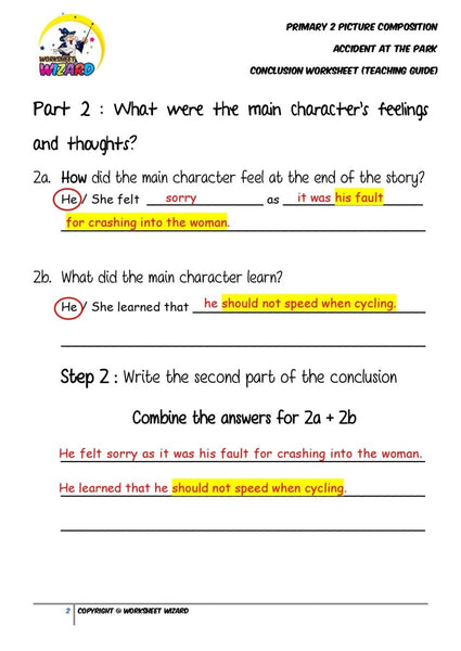 Teaching Guide for Conclusion Worksheet - An accident at the park - Worksheet Wizard