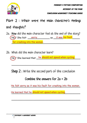 Teaching Guide for Conclusion Worksheet - An accident at the park - Worksheet Wizard