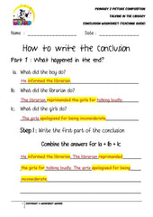 Teaching Guide for Conclusion Worksheet - Talking in the library - Worksheet Wizard