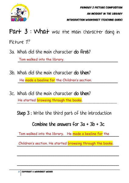 Teaching Guide for Introduction Worksheet - An incident in the library - Worksheet Wizard