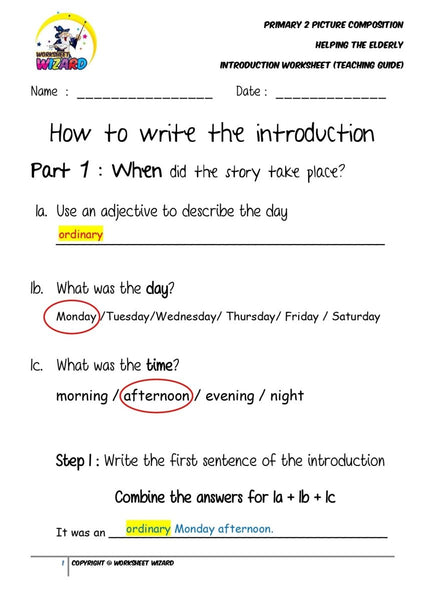 Teaching Guide for Introduction Worksheet - Helping the elderly - Worksheet Wizard