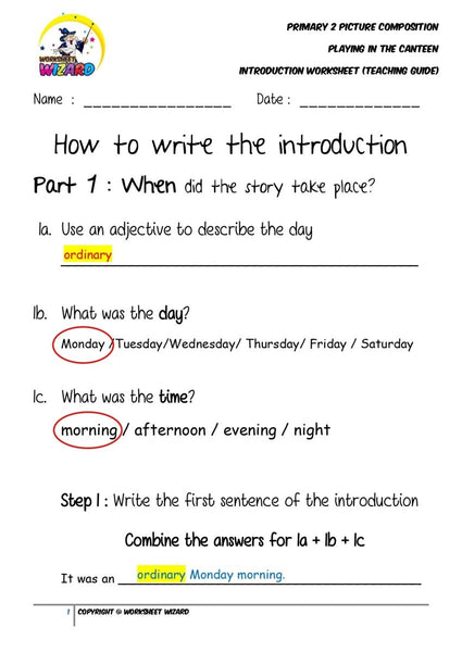 Teaching Guide for Introduction Worksheet - Playing in the canteen - Worksheet Wizard