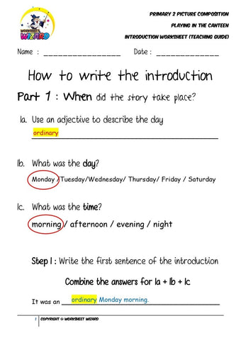 Teaching Guide for Introduction Worksheet - Playing in the canteen - Worksheet Wizard