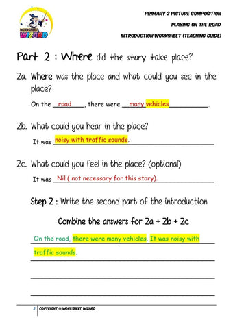 Teaching Guide for Introduction Worksheet - Playing on the road - Worksheet Wizard