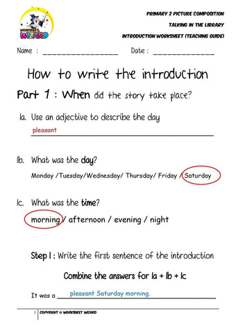 Teaching Guide for Introduction Worksheet - Talking in the library - Worksheet Wizard