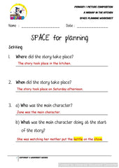 Teaching Guide for SPACE Planning worksheet for A Mishap in the Kitchen - Worksheet Wizard