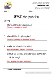 Teaching Guide for SPACE Planning worksheet for An Accident in School - Worksheet Wizard