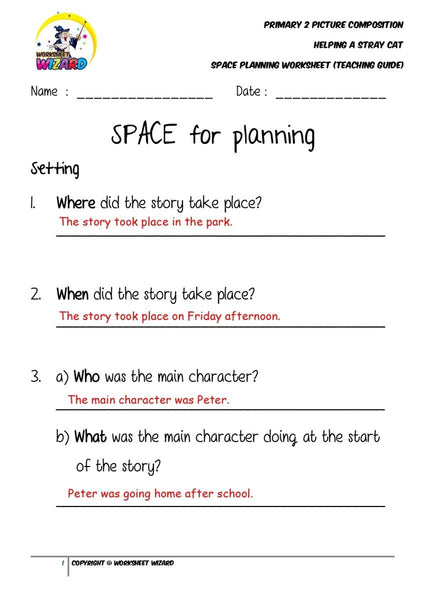 Teaching Guide for SPACE Planning Worksheet - Helping a stray cat - Worksheet Wizard