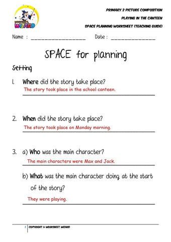 Teaching Guide for SPACE Planning Worksheet - Playing in the canteen - Worksheet Wizard