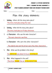 Teaching Guide for Story planning worksheet - Crossing the road - Worksheet Wizard