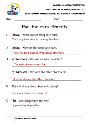 Teaching Guide for Story planning worksheet - Hurting an animal - Worksheet Wizard