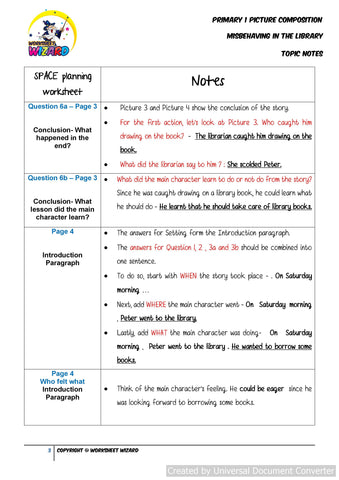 Topic Notes for Misbehaving in the Library - Worksheet Wizard