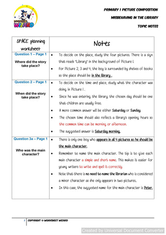 Topic Notes for Misbehaving in the Library - Worksheet Wizard