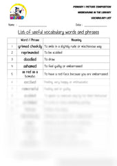 Vocabulary List for topic Misbehaving in the Library - Worksheet Wizard