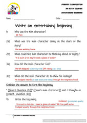 Write a Captivating Beginning for an act of courage - Learning Guide - Worksheet Wizard